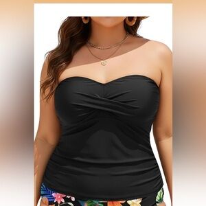Plus Size Tankini Top Only Bandeau Swim top strapless 18W/0216